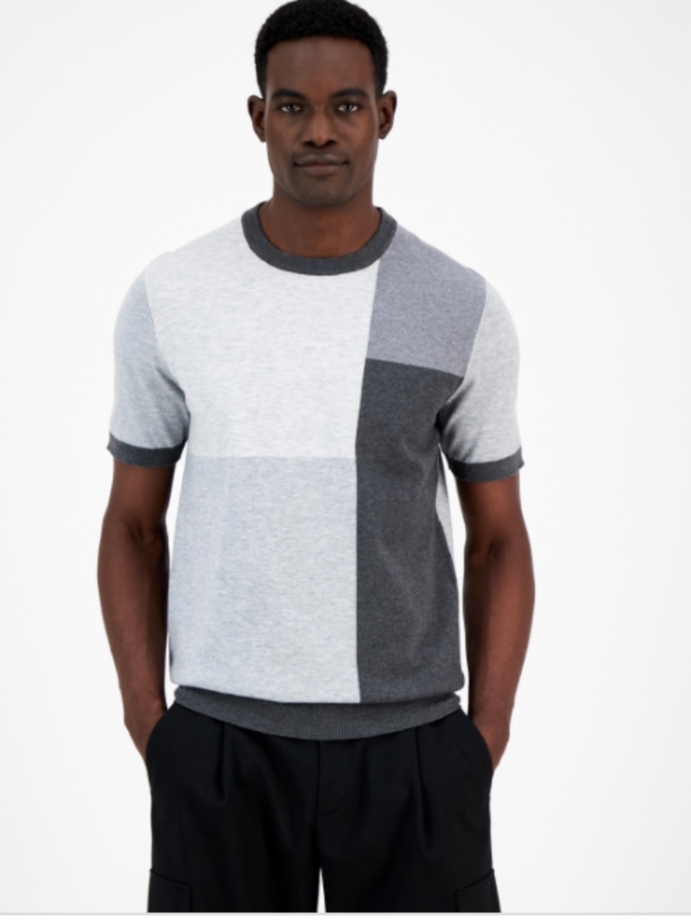 Alfani Men's Colorblock Sweater T-Shirt, SIZE XL NWT